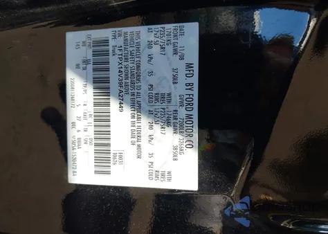 2009 Ford F-150 Fx4/Lariat/Xl/Xlt z USA, uszkodzony, nr VIN 1FTPX14V39FA27449